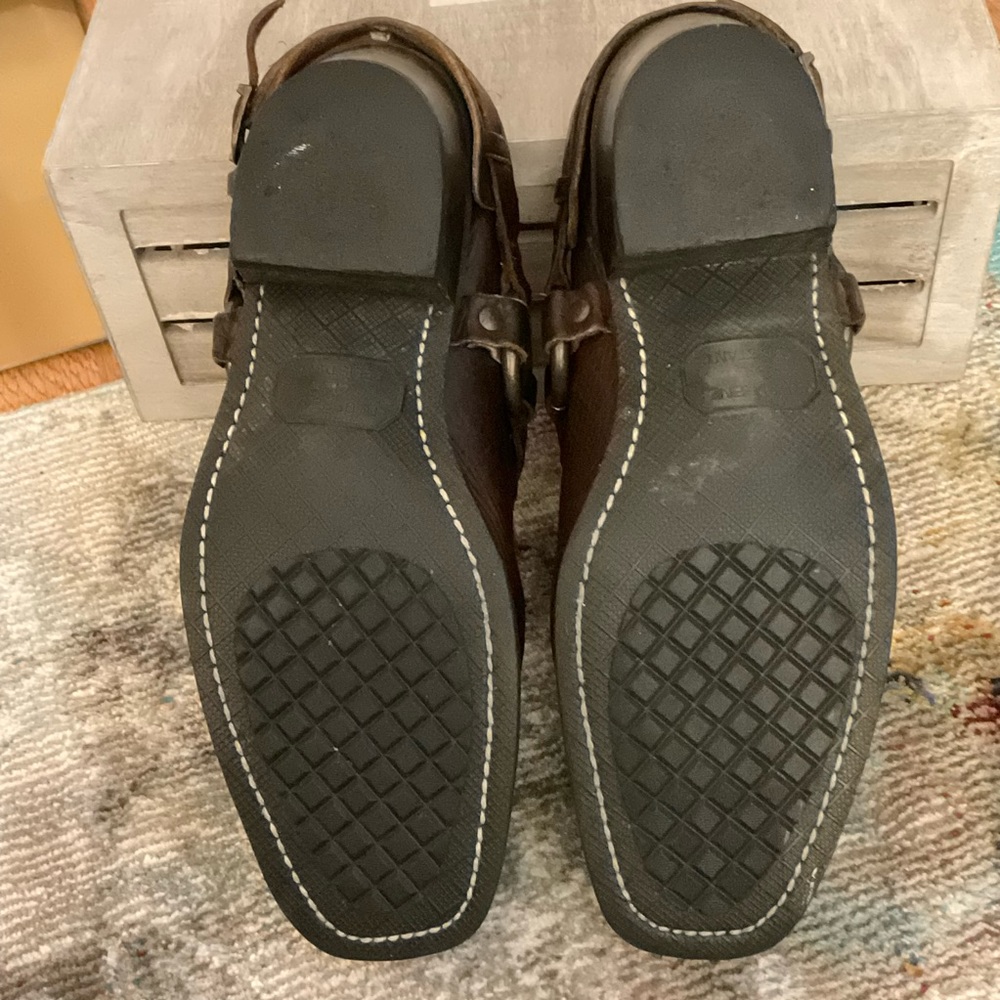 Frye Brown Leather Mules with Buckle Detail - Picture 4 of 16